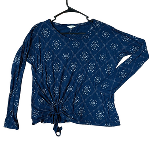 Lucky Brand Navy Patterned Top Size Large